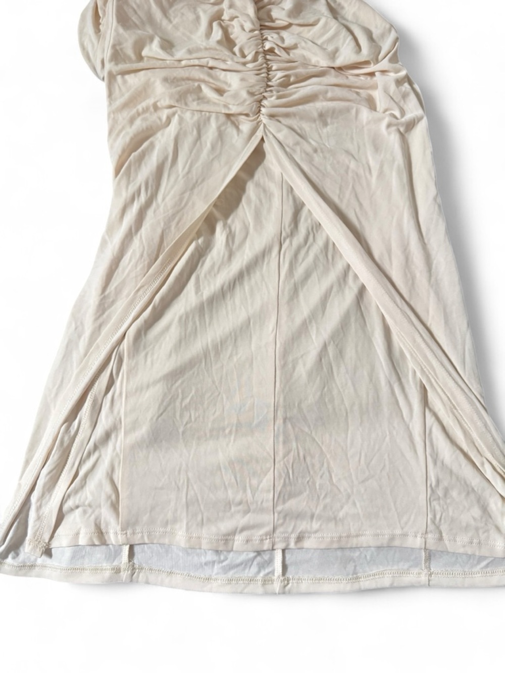 Camila Coelho Yasmeen Midi Dress in Beige Ruched Cutout Wedding Party XS NWT - Picture 7 of 8
